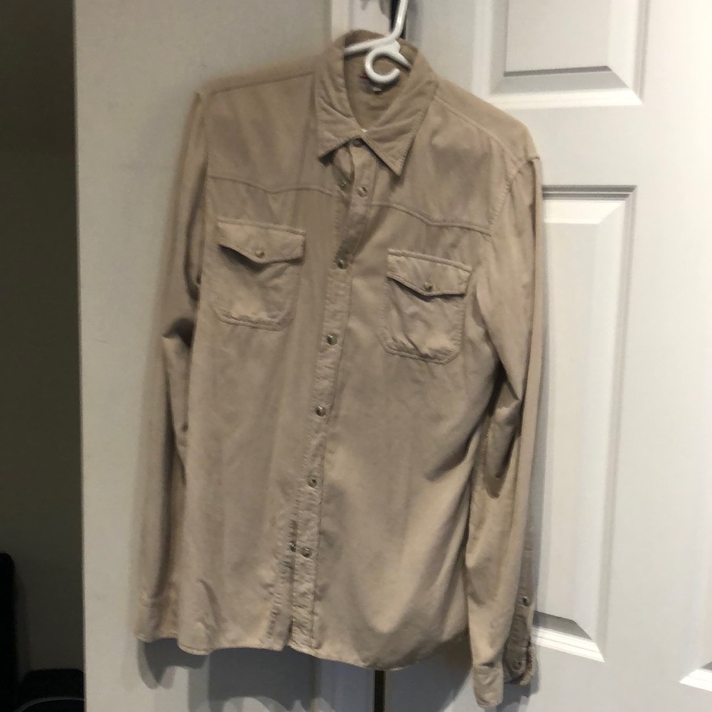 Prada incredibly soft two pocket casual dress shirt with snap button closings.